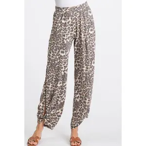 Leopard Print Split Side Tie Pants