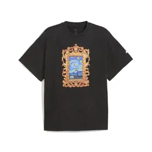 PUMA Mens Dunked In Florals Ii Graphic Crew Neck Short Sleeve Casual Tops Casual - Black