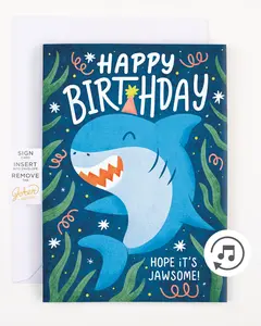 Endless Baby Shark Birthday Card with Glitter Endless Baby Shark Birthday Card with Glitter