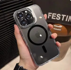 Ultra Thin Clear MagSafe phone case for iPhone 17/16/15/14/13 Shockproof Anti-Slip Grip with Hidden Lens Stand Transparent Protective Cover