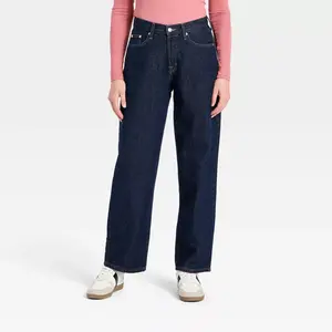 Women's Mid-Rise 90's Baggy Denim Jeans - Universal Thread Dark Wash 12