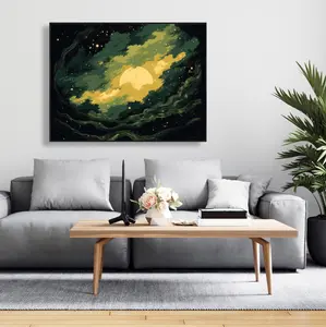 Pictorem C1FC36486B0ECB 36 x 48 in. Cloudy Star - Black Framed Canvas Wall Art for Stylish Home Decor