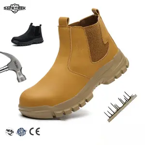 SAFETREK Men's Waterproof Safety Work Boots Steel Toe Shoes Anti-Impact & Anti-Puncture Protective Shoes Durable Non-Slip Rubber Soles for Outdoor Activities Perfect Father's Day Gift