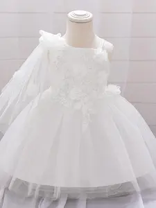 Girl's Dress, Elegant Bow Decor Dress for Party Wedding Guest, Kids Clothes for All Seasons