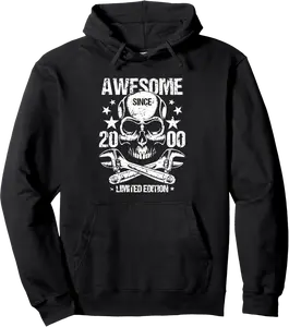 Awesome Since 2000 Vintage Birthday Skull Bones Craftsman Pullover Hoodie - Michaelapa Shop 67B0DG3PD5J8