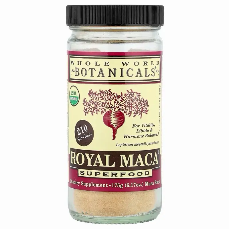 Whole World Botanicals Royal Maca Root Powder Organic Supplement from Peru for Energy and Vitality Natural Healthcare Dietary Supplement