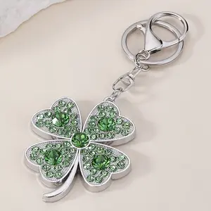1/20pcs New Lucky Clover Rhinestone Metal Keychain, Symbol of Good Luck, Birthday/Graduation/St, Patrick'S Day Gift - Durable Key Ring, Suitable for Wallets, Cars, Keys, Exquisite Craftsmanship, Unisex Wear