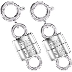 OHINGLT 925 Sterling Silver Magnetic Necklace Clasps and Closures,Gold and Silver Magnetic Clasp Converter for Jewelry Making Supplies,Chain Extender Connector for Small Necklace Bracelet