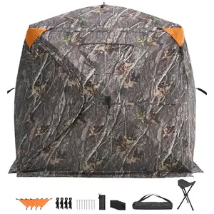 270° See Through Ground Blind, 4-5 Person Pop Up Deer Blind with One-Way Mesh Windows, Portable Resilient Hunting Tent, Includes Carrying Bag, Ideal for Turkey, Deer & Bow Hunting