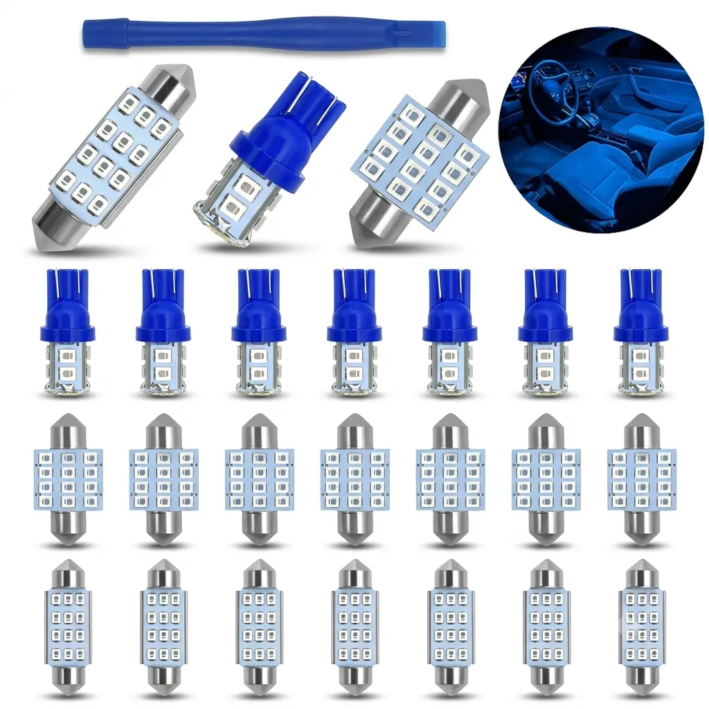 24-Piece Dome Light LED Car Bulb Kit Set, T10 31mm 42mm LED Festoon Bulbs, Vehicle Accessories for Car Interior Map Door Courtesy Replacement, Cars, Auto Parts Accessories