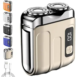 Traveller Mini Electric Beard Shaver Waterproof & Comfortable Double-Ring Magnetic Cutter Portable Cordless USB Rechargeable Personal Care Appliances