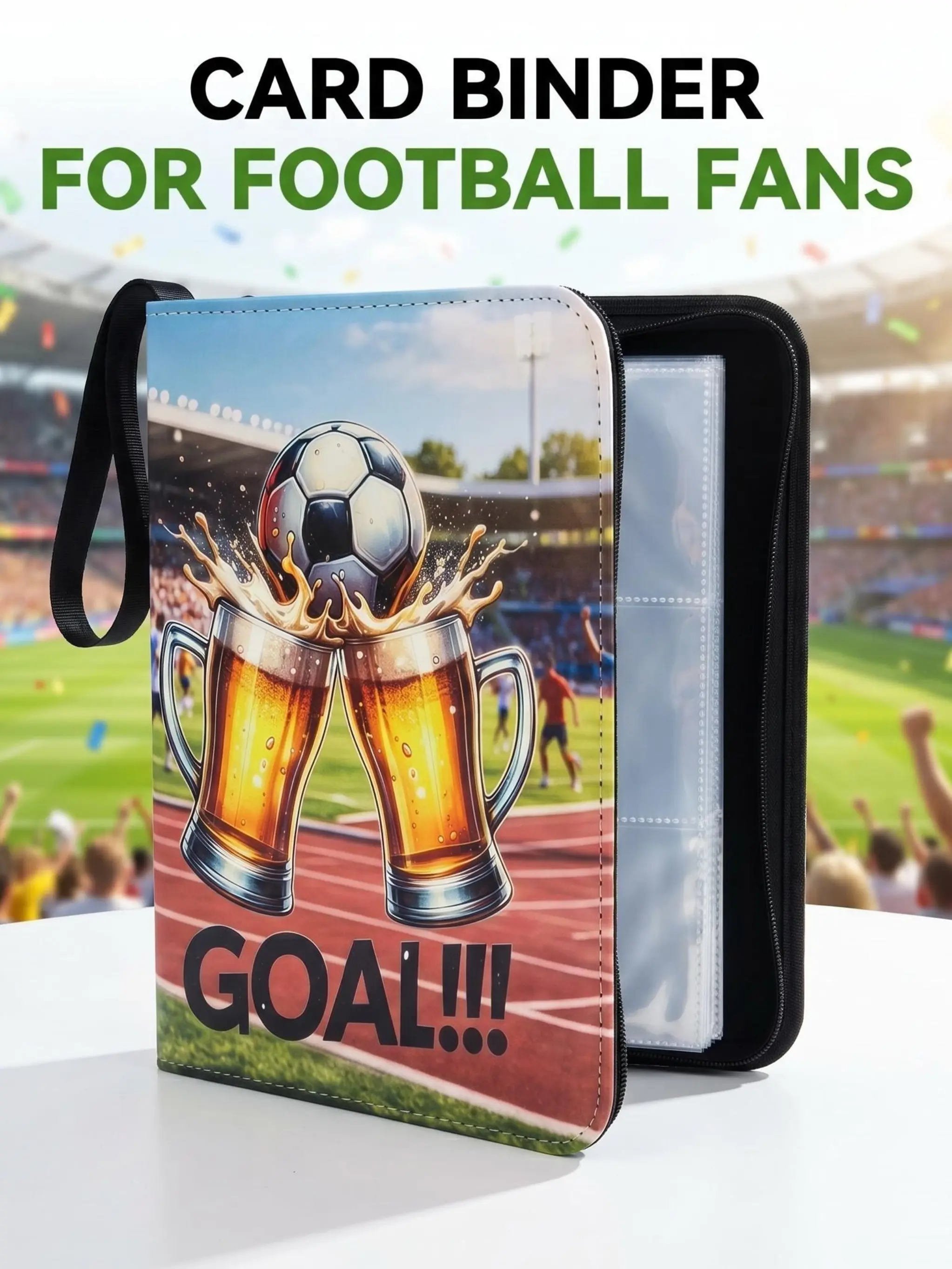 Football Theme 4-Page Card Album, 400 Slot Player Card Collection Binder, Multiple Styles, Large Capacity, Football Card Storage Book, Trading Card Album, Sports Card Storage