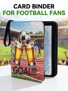 Football Theme 4-Page Card Album, 400 Slot Player Card Collection Binder, Multiple Styles, Large Capacity, Football Card Storage Book