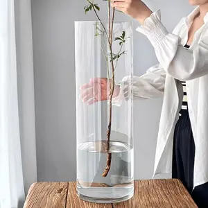 4 Modern Transparent Acrylic Cylinder Vases, Ideal Home Decor for Weddings and Parties, Perfect for Living Room and Centerpieces