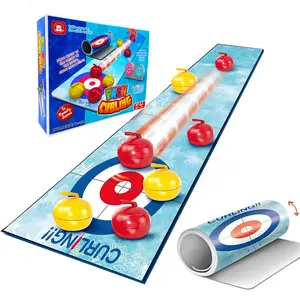 Tabletop Curling Game, Tabletop Games, Mini Tabletop Games Family Sports Game for Adults, Kids Portable Easy Set Up for Family / School/Travel