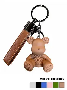 Couples Keychain Bamboo Woven Bear Charm, High-End Fashion Car Key Chain, Perfect Gift for Back-To-School Season, Valentine's Day Surprise, Stylish Keychain