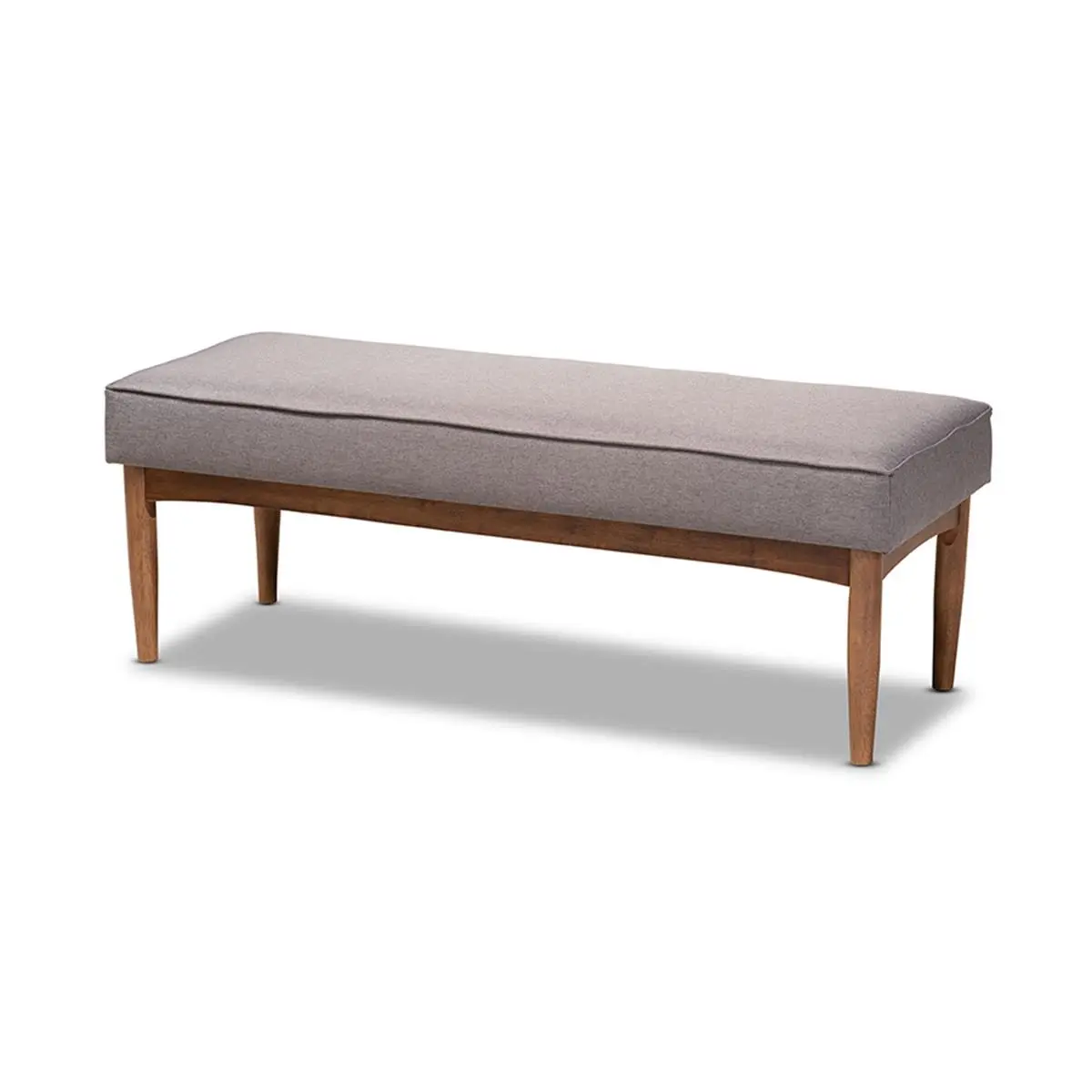 212 MAIN Arvid Mid-Century Modern Gray Fabric Upholstered Dining Bench (Baxton Studio BBT8051-Grey-Bench) - Wooden Construction, Soft Cushioned, Tapered Legs, Dining Room Furniture, Solid Wood Core