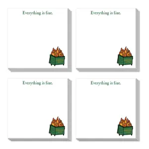 Dumpster Fire Sticky Note, 4 Counts/set Funny Office Note Pad, Adhesive Cartoon Cute Art Office Sticky Note for School Office Home Supplies