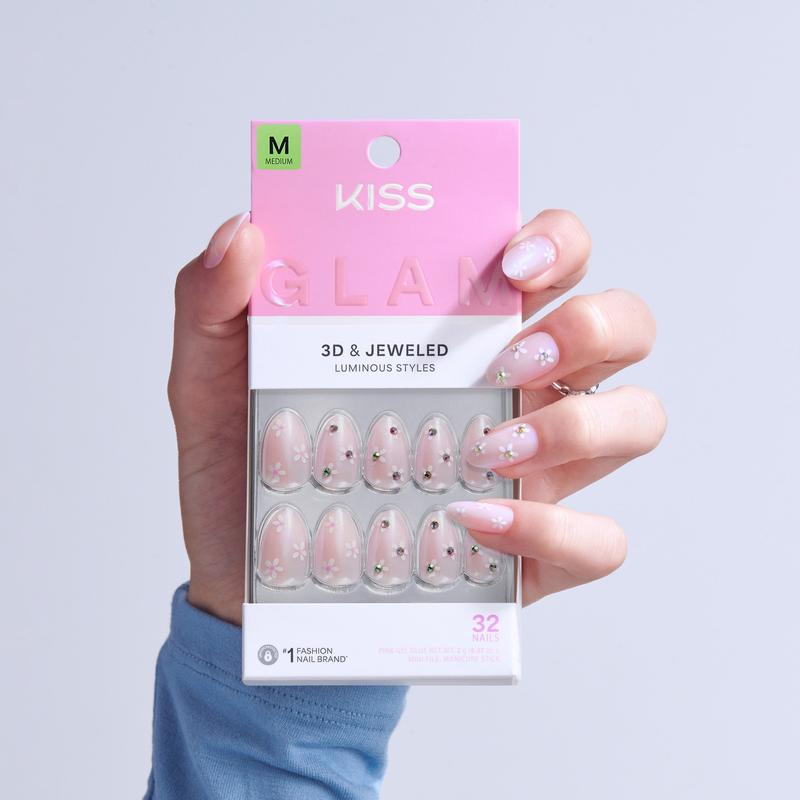 KISS GLAM 3D & Jewel Press On Glue Nails  - Breeze of Bliss