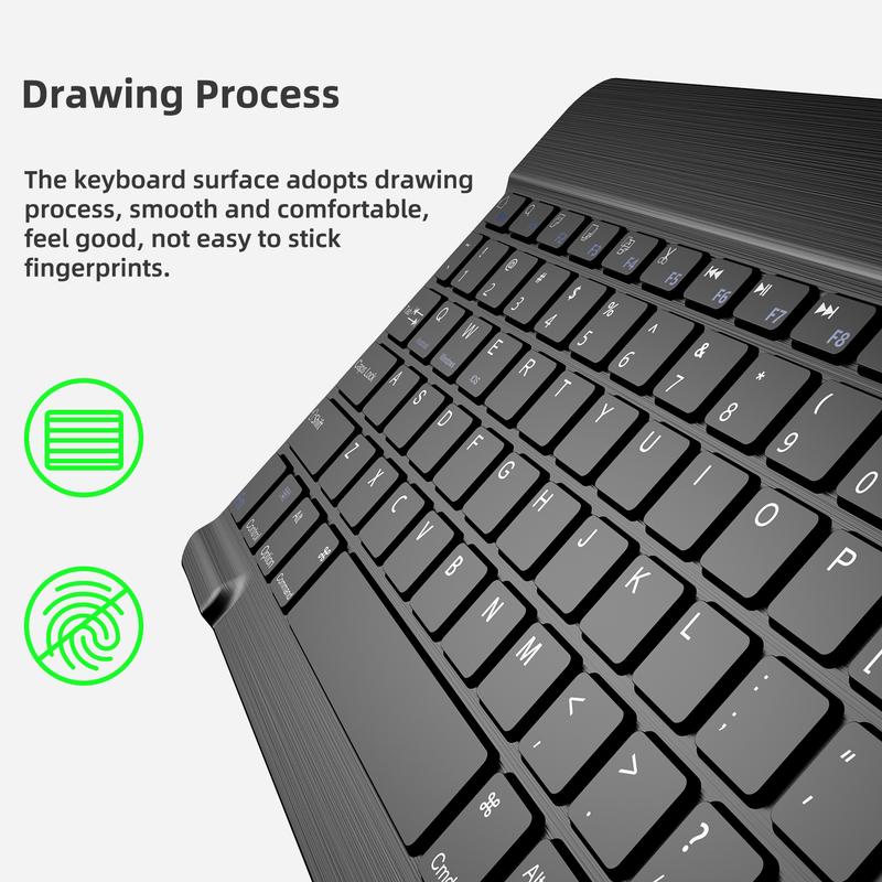 10 inch Wireless Keyboard Devices with Bluetooth, Slim Wireless Portable Travel Office Computer Accessories, for ipad, Android,Tablets, etc Rechargeable