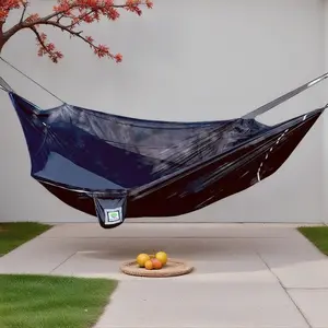 Sky Bed Bug Free SBBF Hammock - Lightweight Durable Camping Hammock with Patented Asymmetric Cut & Built-in Bug Net for Comfortable Sleep