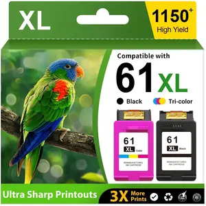 61XL Ink Cartridges Black and Color Combo Pack High Yield Replacement for  61 Ink Cartridges for HP61 XL for  Ink 61 for  Envy 4500 Ink 5530 4502 OfficeJet 4630 Deskjet 2540 Printer (2-Pack)