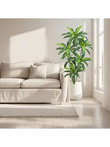 Gaomon 4.9FT Artificial Dracaena Tree - 5FT Fake Brazilian Wood Plant in Plastic Pot, Full Soft PVC Leaves, Low-Maintenance Decorative Indoor/Artificial Outdoor Plants