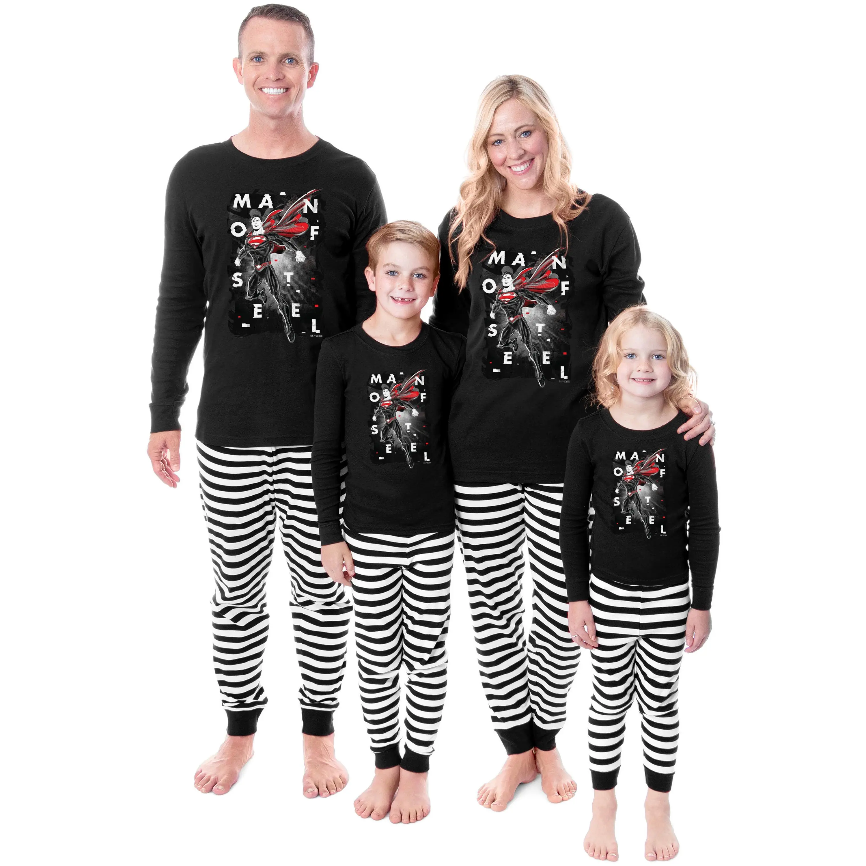 DC Comics Superman Man Of Steel Superhero Tight Fit Cotton Matching Family Pajama Set