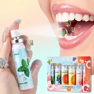 6 Flavor Oral Spray Set, Sweet Fruit + Cool Mint, Portable Breath Freshener, Quick Effect Long Lasting, Elegant Packaging, Holiday Gift