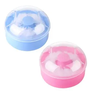 2PCS Baby Body Powder Puff with Case – Soft Cosmetic Powder Puff Applicator & Container for Baby Body Care and Daily Use