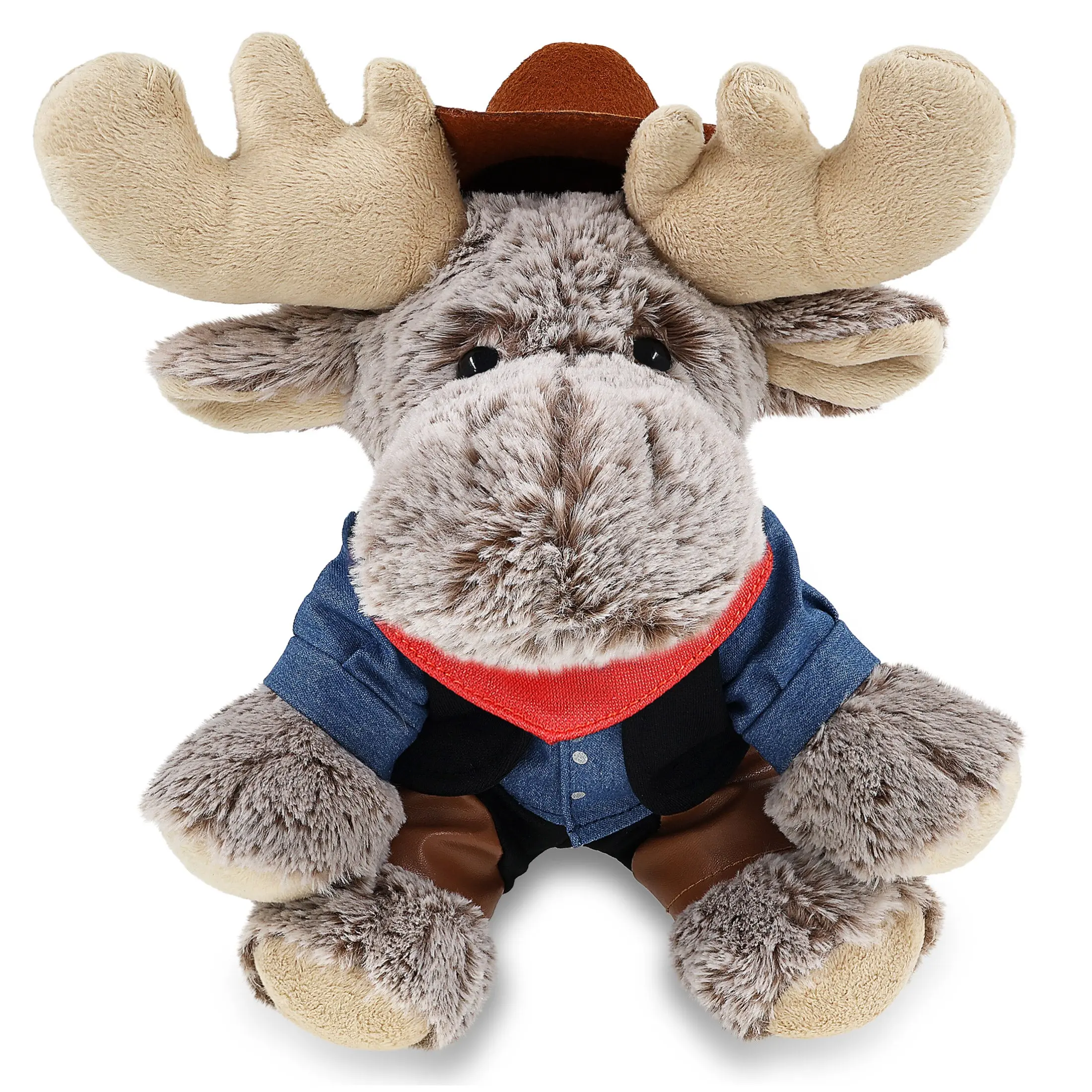 1 Dollibu Floppy Moose Toy, Super-Soft Plush Western Cowboy Dress Up Set, 9lx7.5wx12h Inches Stuffed Toy for Kids