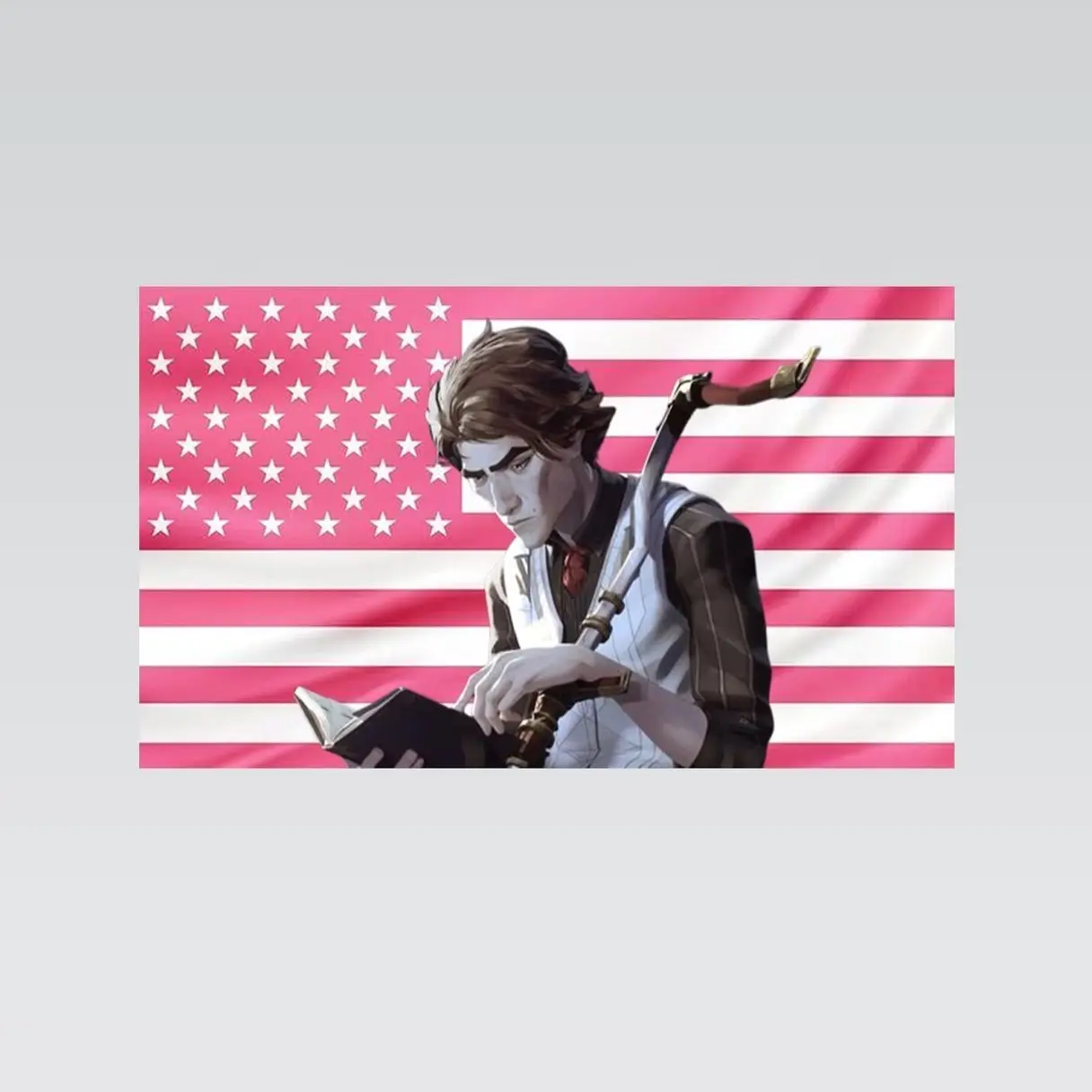 Vi Arcane Pink American Flag Tapestry – Arcane Wall Art Decor | League of Legends Fan Flag | Aesthetic Pink Bedroom Decor Lightweight Indoor Wall Art