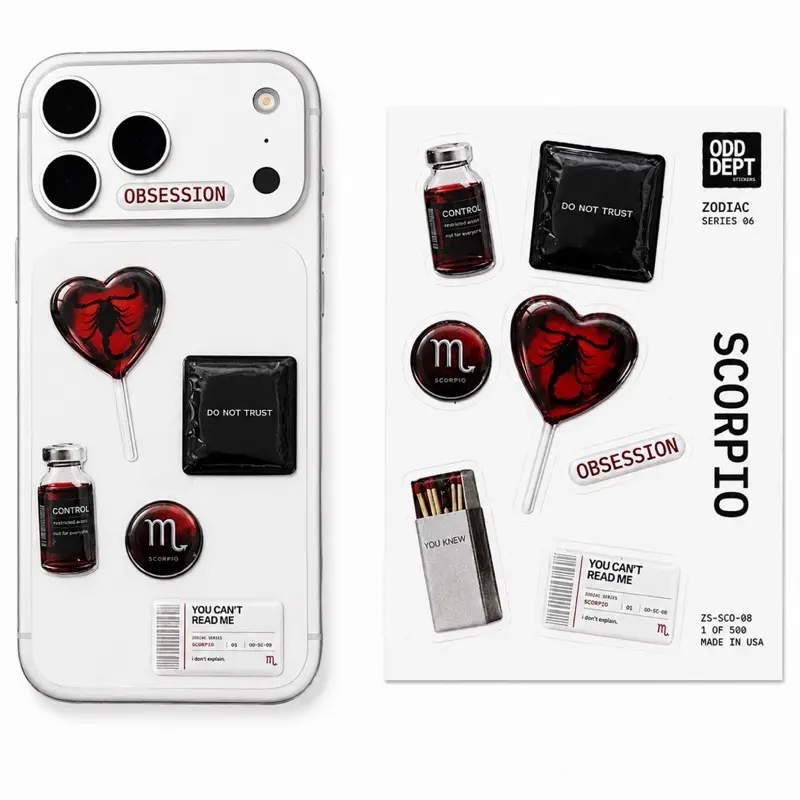 Odd Dept: Scorpio 3D Zodiac Sticker Pack - Aesthetic Stickers for Phones, Laptops, Water Bottles