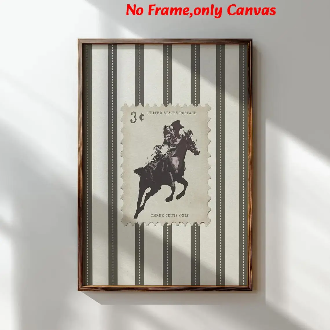 1 pc, wall art, vintage poster, striped rodeo print, Vintage Letters Print, western mid-century modern horse painting, bedroom decor, living room decor aesthetic, room decor, housewarming gift, unframed