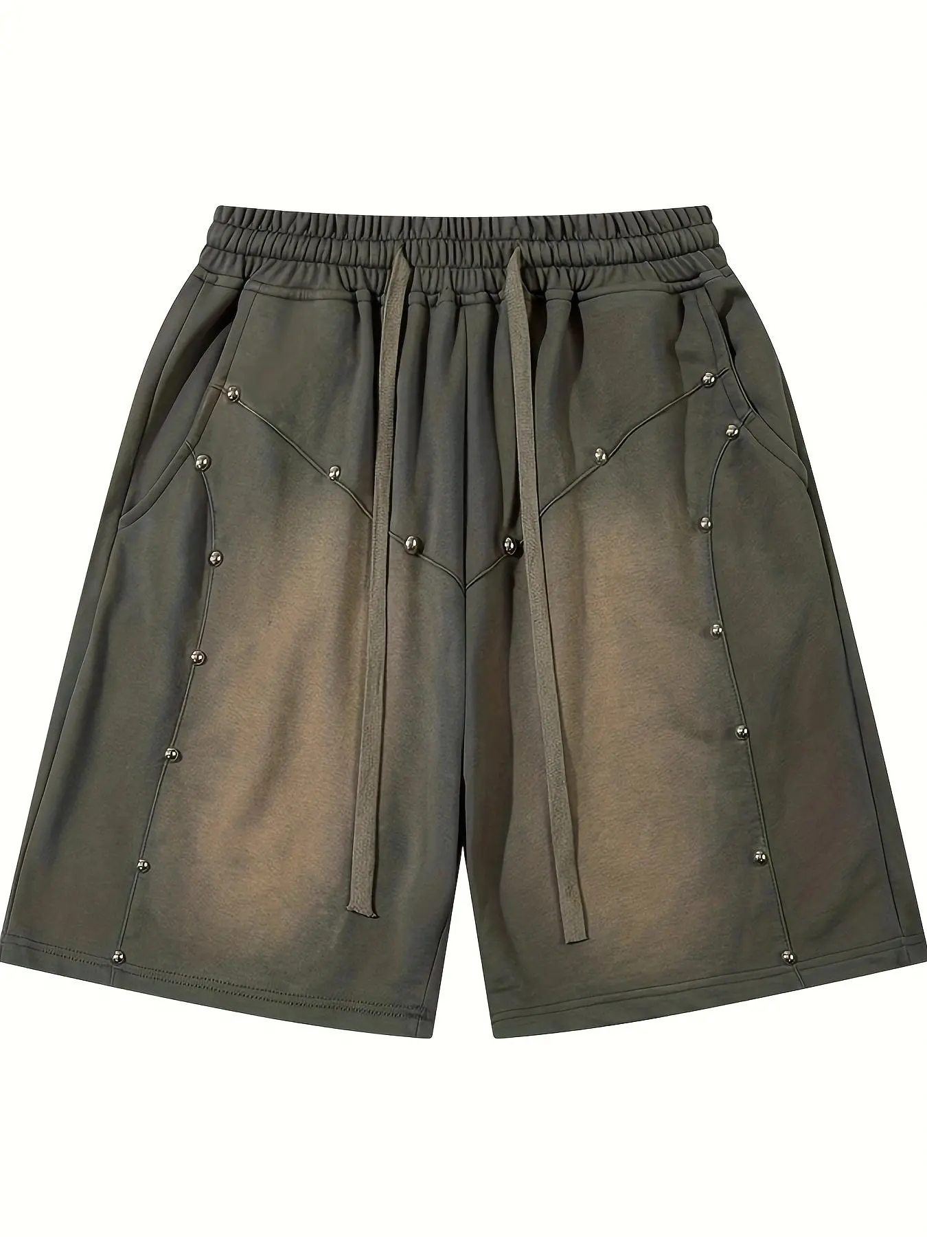 Men's Rivet-Decor Shorts, Loose Comfy Breathable Lightweight Casual Relaxed Shorts with Pockets for Summer, Men's Streetwear Bottoms for Daily Wear