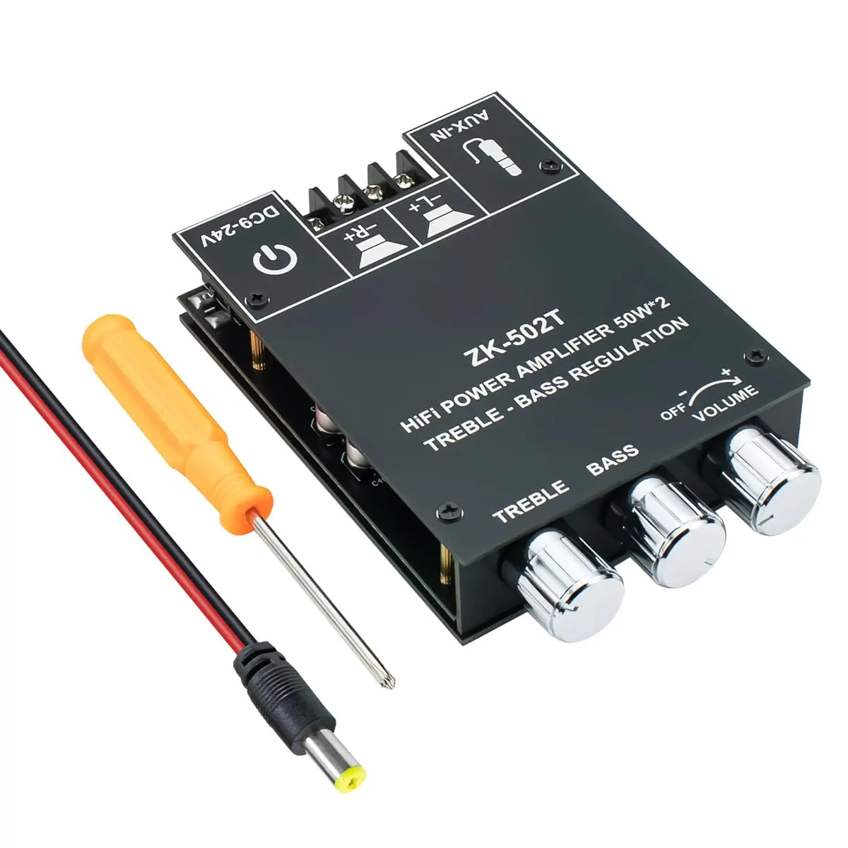 ZK-502T 100W Bluetooth 5.0 Amplifier Board with Treble and Bass Control, TPA3116D2 50Wx2, Bluetooth AMP Board for Home Passive Speakers