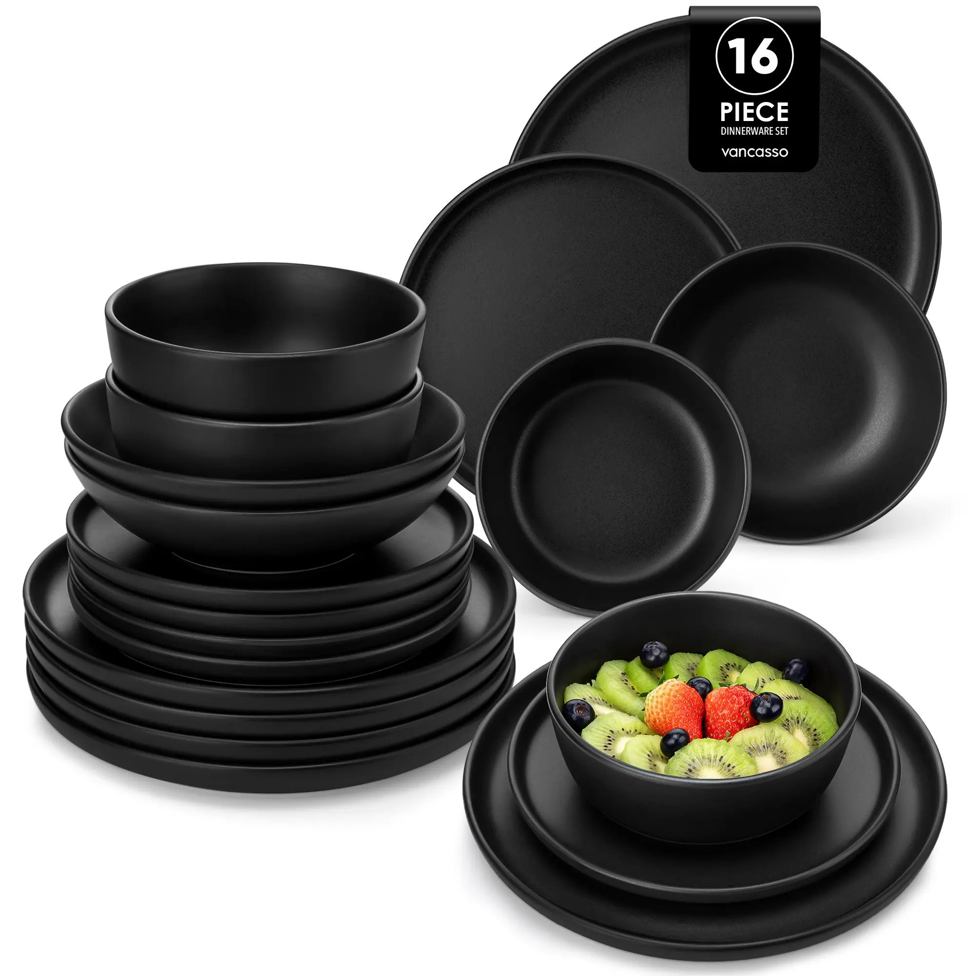 16-Piece Set-Black (Serves 4 People)