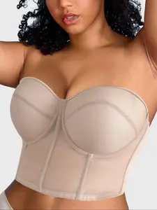 【Plus Size】 Solid Underwire Push Up Bra, Comfortable Breathable Full Cup Bra, Women's Plus Size Lingerie for All Seasons, Underwire Bras