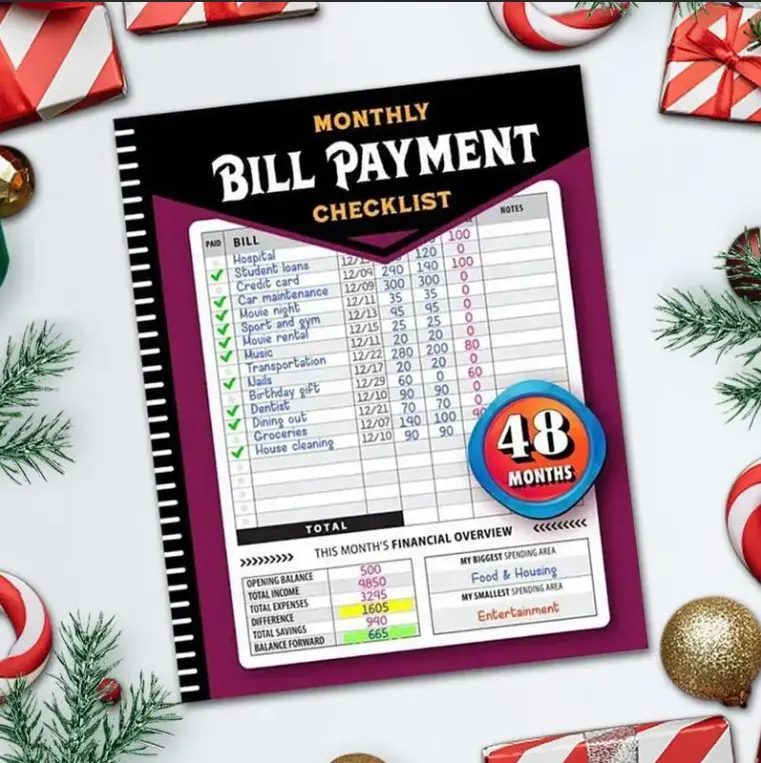 Bill Payment Tracker Notebook - 48-Month Monthly Planner, Bill Tracking Organizer, 960 Payments Accounting Ledger, New Year Practical Gift for Home & Office Money Management
