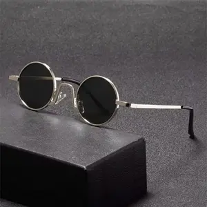 Retro Round Steampunk Sunglasses for Men & Women Vintage John Lennon Style Circle Shades with UV400 Protection Lightweight Metal Frame Classic Small Round Lens Festival Cosplay Eyewear