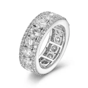 UCCIYO Iced Out Synthetic Moissanite Ring,8mm  Moissanite Rings For Men & Women Hip Hop Jewelry Gift, Anniversary Ring