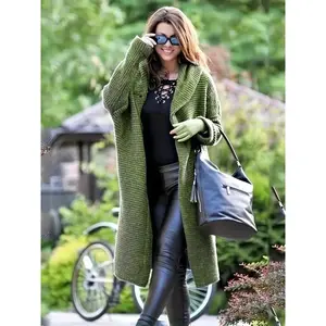 New Fall/Winter hooded knit cardigan, mid-length single-button sweater coat, unique design casual high-end jacket