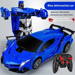 Remote Controlled Transforming Car Robot Toy - 1:18 Scale RC Model Car, 1-Button Deformation, 360° Rotating Drifting Rechargeable Stunt RC Vehicle, Educational Toy for Kids Ages 3+, Children's Day/Birthday Gift Rc Supercar Kit
