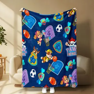 Paw Patrol Sports Themed Fleece Blanket Soft Cozy Lightweight Throw for Bedroom Sofa Living Room or Travel Featuring Basketball Soccer and Cute Puppy Characters Perfect for Kids and Cartoon Fans