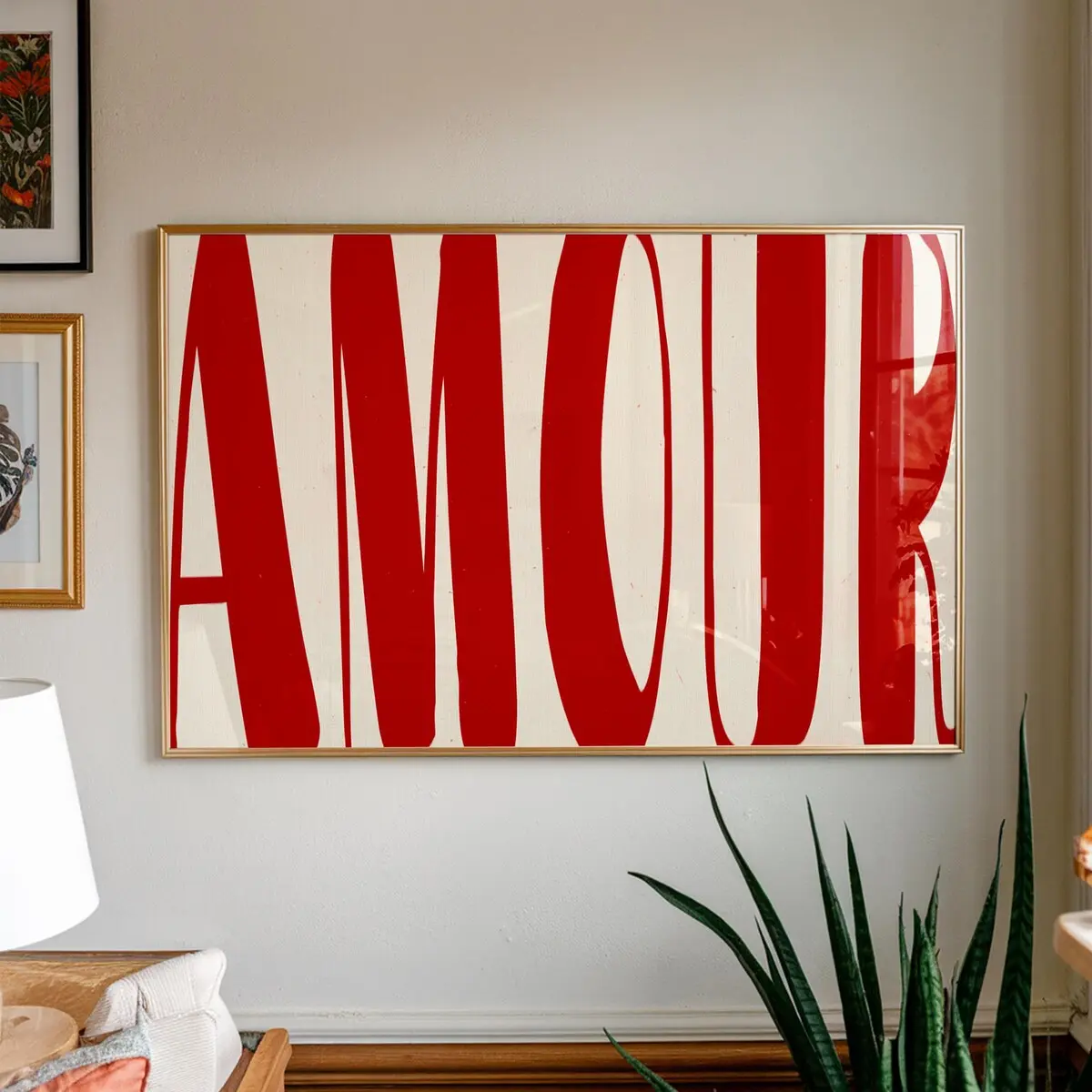 Love Letter Wall Art – Kitsch Typography Print in Red, Trendy Horizontal Amour Poster for Bedroom Aesthetic – 5 Size, 8x12 to 27x40 inch, Room Decor, Unframed