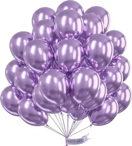 PartyWoo Metallic Purple Balloons 50pcs 12 Inch Chrome purple Balloons for Graduation Baby Shower Bridal Shower Wedding Bachelorette Engagement Girl Butterfly Birthday Party Decorations Purple-G130