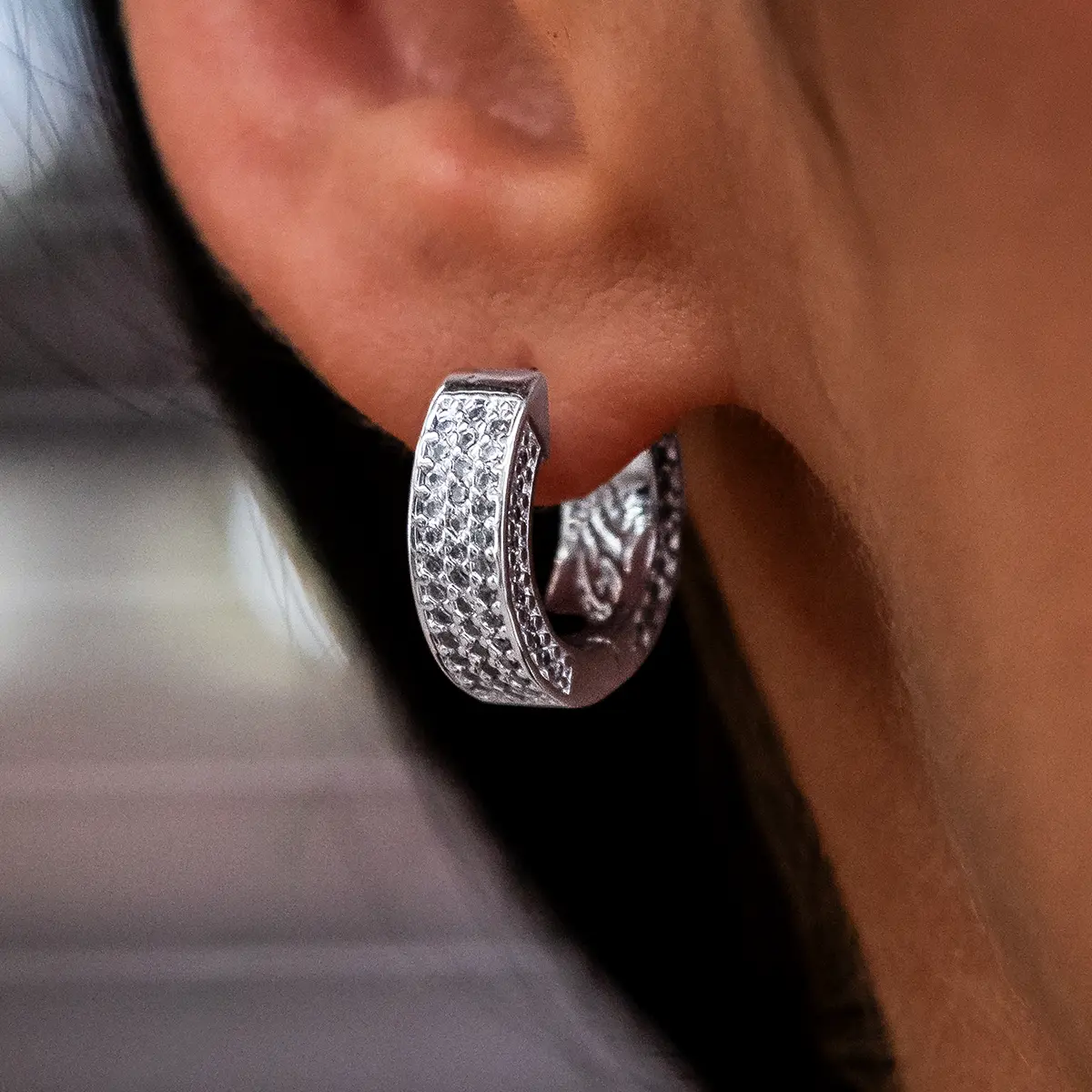 GLD Pave Wide Hoop Earrings in White Gold - Perfect Gift #tiktokshopsummersale
