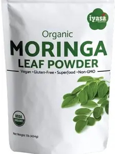 Iyasa Holistics Organic Moringa Leaf Powder 16 oz - USDA Certified Pure Moringa Oleifera Superfood Powder - Green Smoothie, Tea, Energy Booster - Pure Ayurveda Products