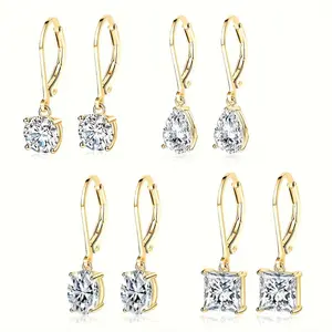 4 Pairs Fashion Zircon Earring Set, Elegant Luxury Niche Stud Earrings Jewelry Gift for Women