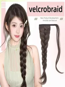 Women's Long Dense Synthetic Braided Ponytail Hairpiece, Velcro Attachment, Natural Look for Daily Commute and Parties, Synthetic Hair Wigs